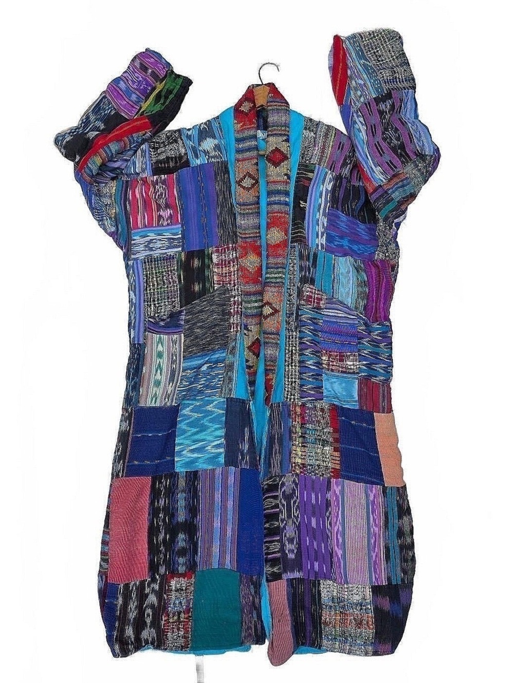 Vintage Guatemalan Patchwork Duster Coat | Fully Lined Cotton Ikat  XL / OS